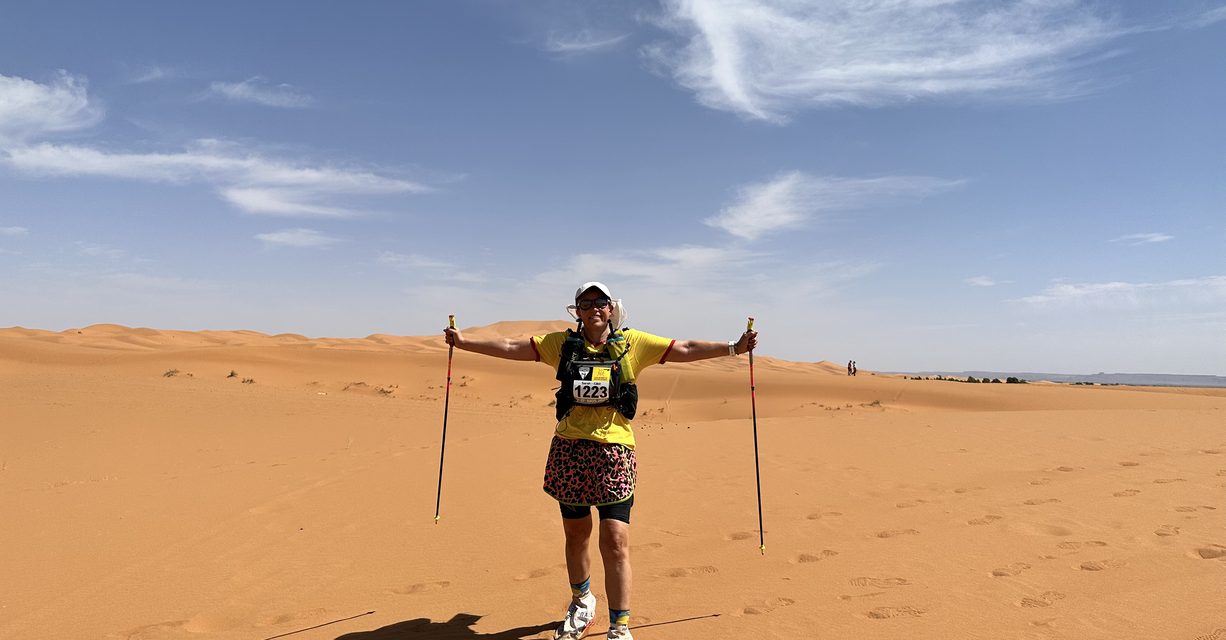 Sarah Towers in the desert during Marathon Des Sables